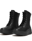 FITFLOP F-Mode Leather Lace-Up Flatform Ankle Boots in Black GM4 | Shop from eightywingold an official brand partner for Fitflop Canada and US.