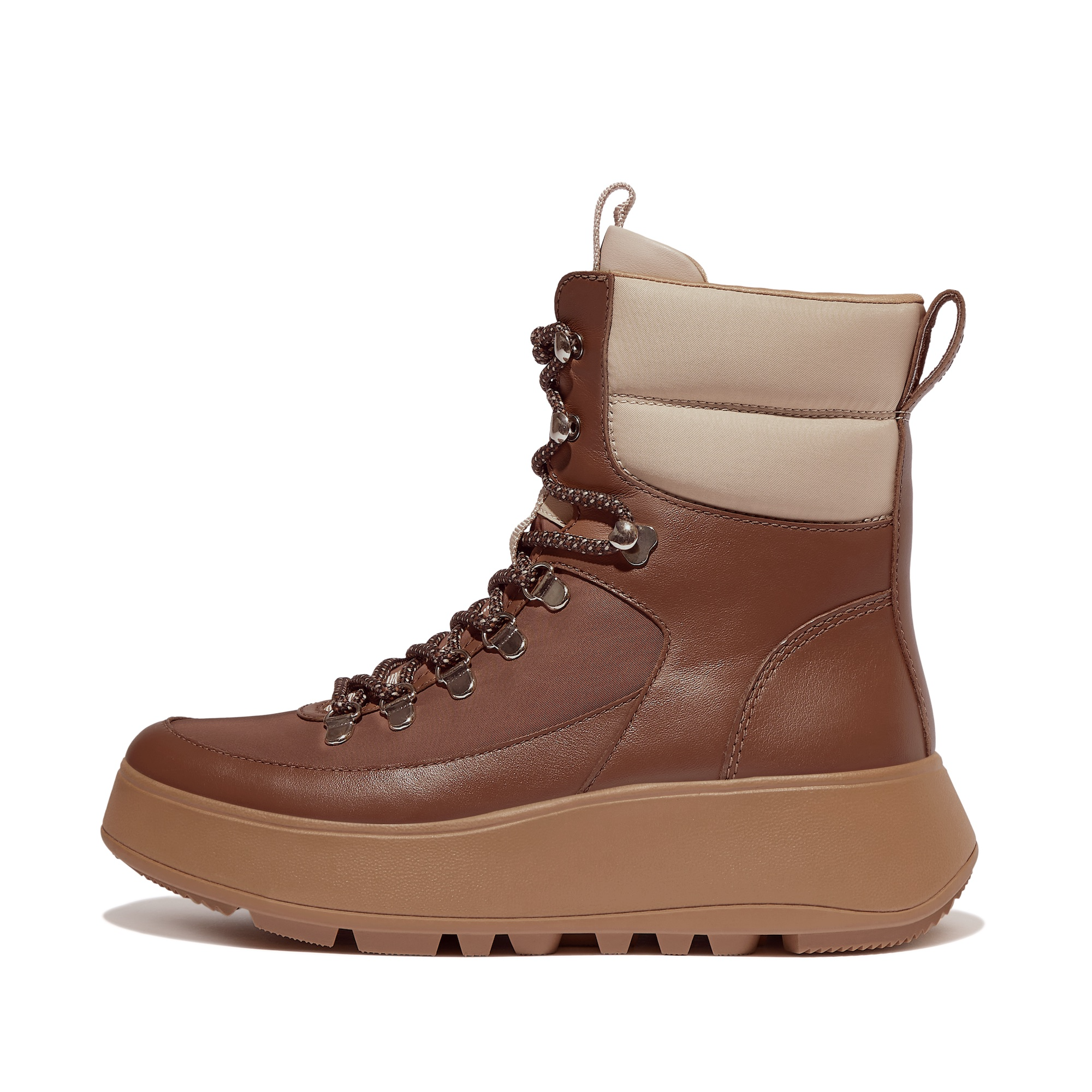 FITFLOP F-Mode Hiker Lace Flatform Ankle Boots in Brown ID9 | Shop from eightywingold an official brand partner for Fitflop Canada and US.