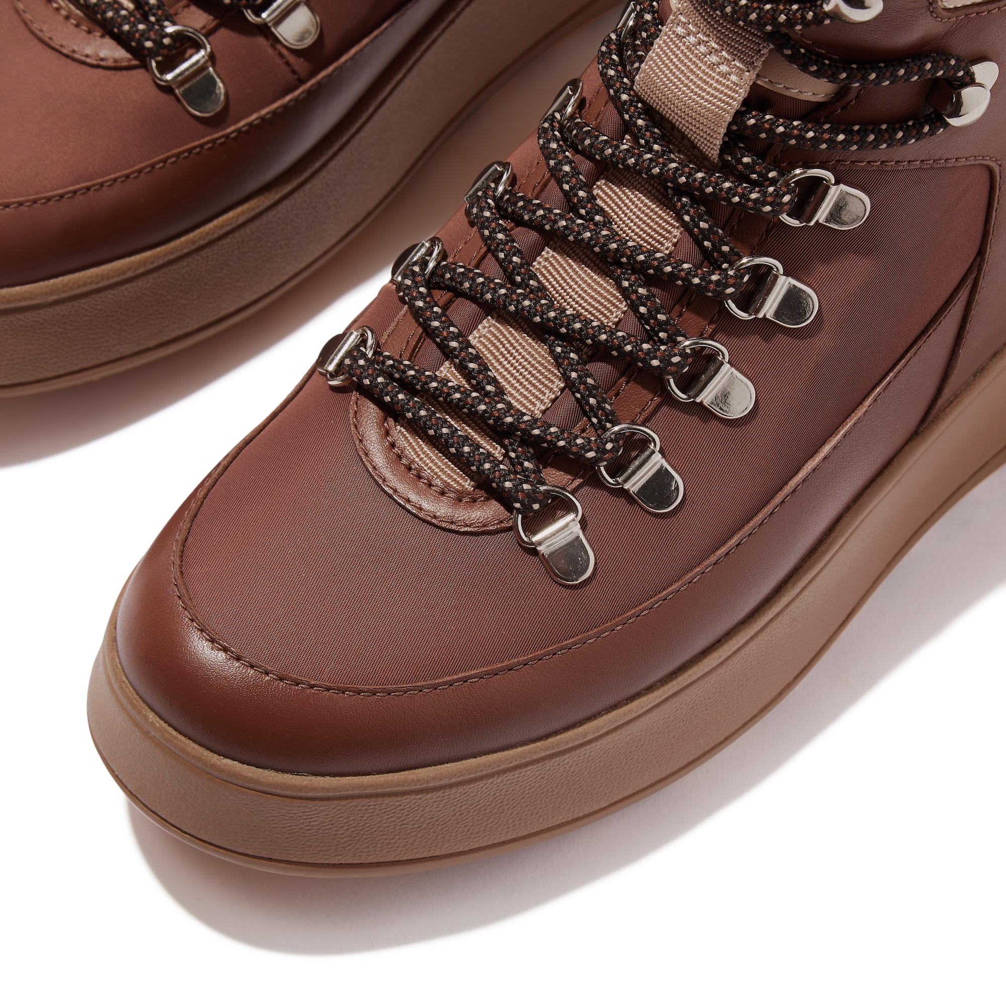 FITFLOP F-Mode Hiker Lace Flatform Ankle Boots in Brown ID9 | Shop from eightywingold an official brand partner for Fitflop Canada and US.