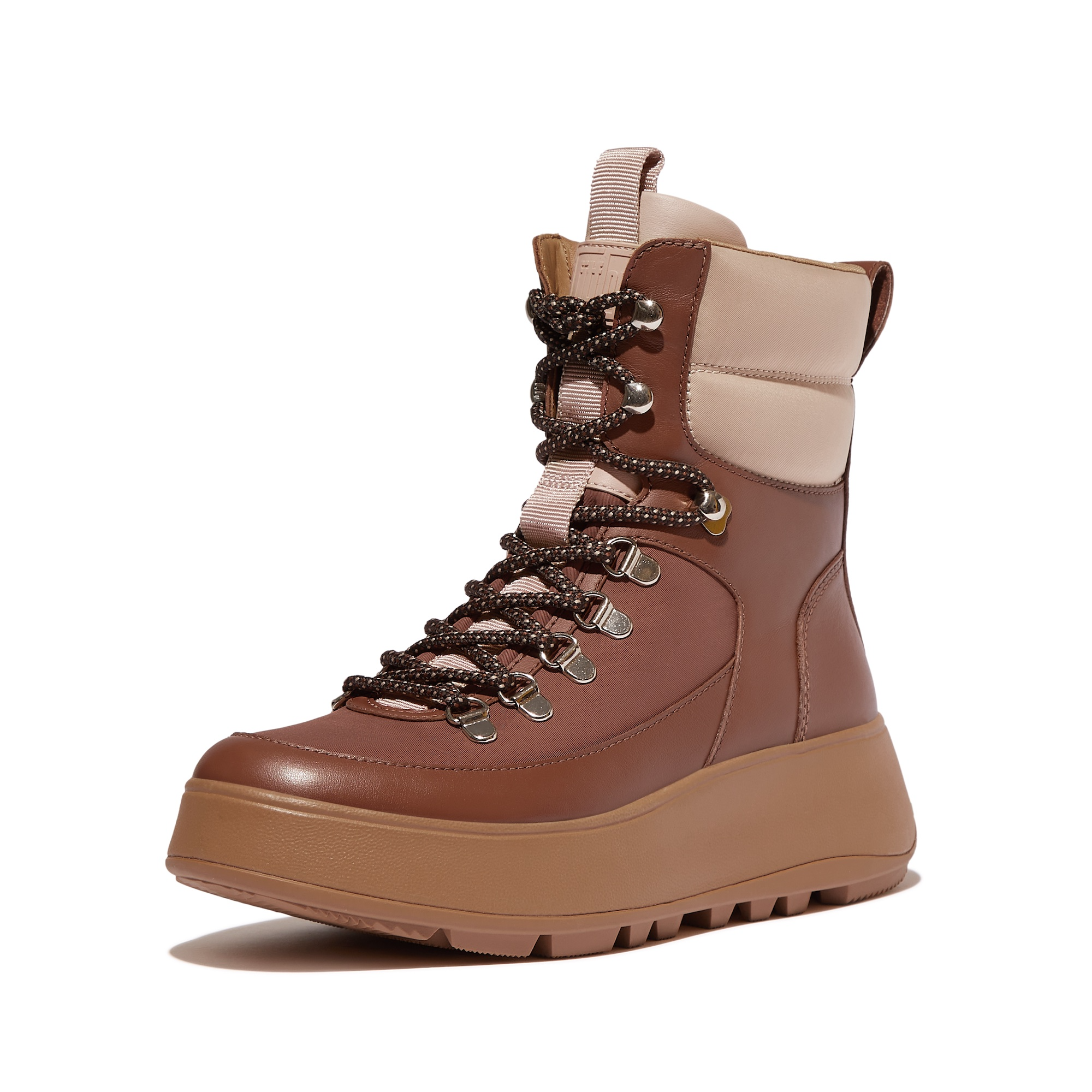 FITFLOP F-Mode Hiker Lace Flatform Ankle Boots in Brown ID9 | Shop from eightywingold an official brand partner for Fitflop Canada and US.