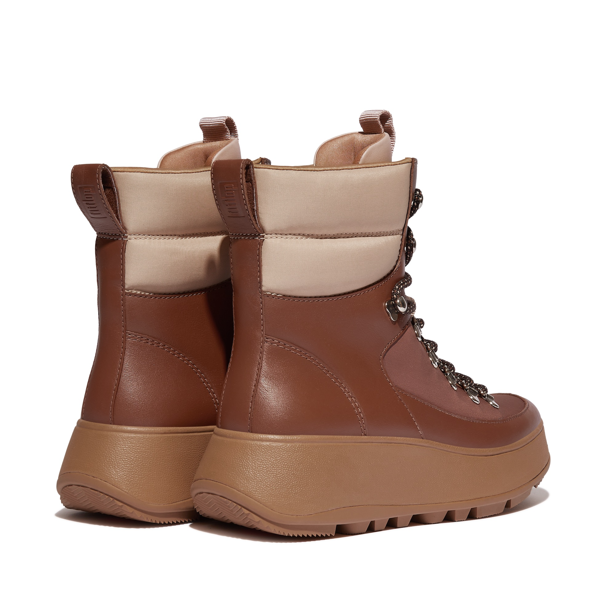 FITFLOP F-Mode Hiker Lace Flatform Ankle Boots in Brown ID9 | Shop from eightywingold an official brand partner for Fitflop Canada and US.