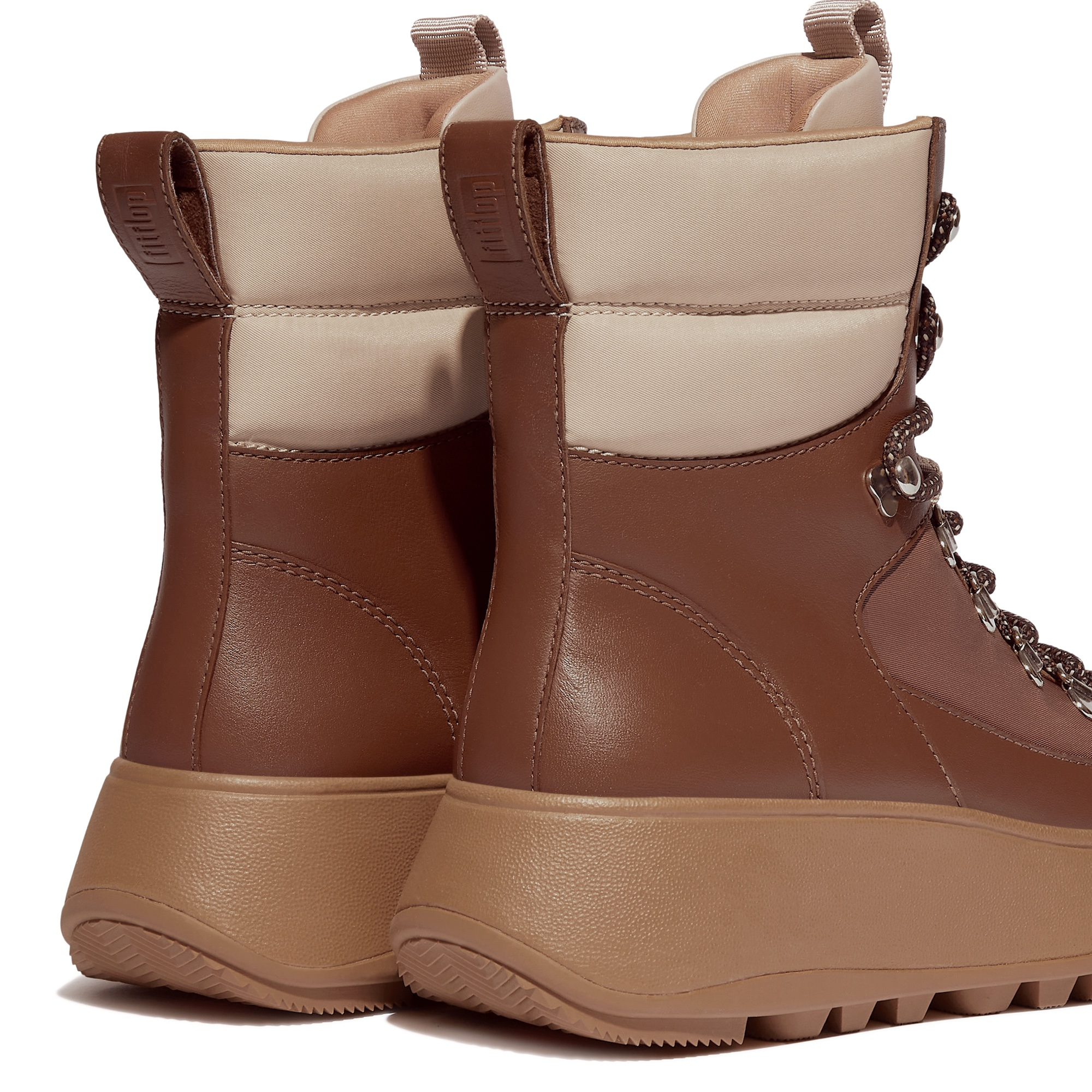 FITFLOP F-Mode Hiker Lace Flatform Ankle Boots in Brown ID9 | Shop from eightywingold an official brand partner for Fitflop Canada and US.