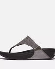 LULU Shimmerlux Toe-Post Sandals in Pewter