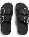Gen-Ff Max Buckle Tumbled-Leather Two-Bar Slides