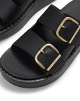 Gen-Ff Max Buckle Tumbled-Leather Two-Bar Slides