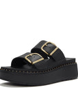 Gen-Ff Max Buckle Tumbled-Leather Two-Bar Slides