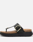 GEN-FF Buckle Leather Toe-Post Sandals in Black