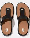 GEN-FF Buckle Leather Toe-Post Sandals in Black
