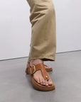 FitFlop HE7 592 Light Tan women's T-bar sandals with soft leather straps, cork-edged sole, and triple-density Microwobbleboard™ cushioning
