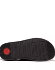 FITFLOP Gen-FF Buckle Two-Bar Leather Slides in Black HE8 | Shop from eightywingold an official brand partner for Fitflop Canada and US.