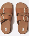 FITFLOP two-strap slides in Light Tan in Canada with cork-infused triple-density midsole for all-day support