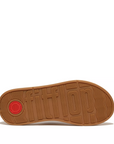 FITFLOP F-Mode Leather-Twist Flatform Slides in Silver HI1 | Shop from eightywingold an official brand partner for Fitflop Canada and US.