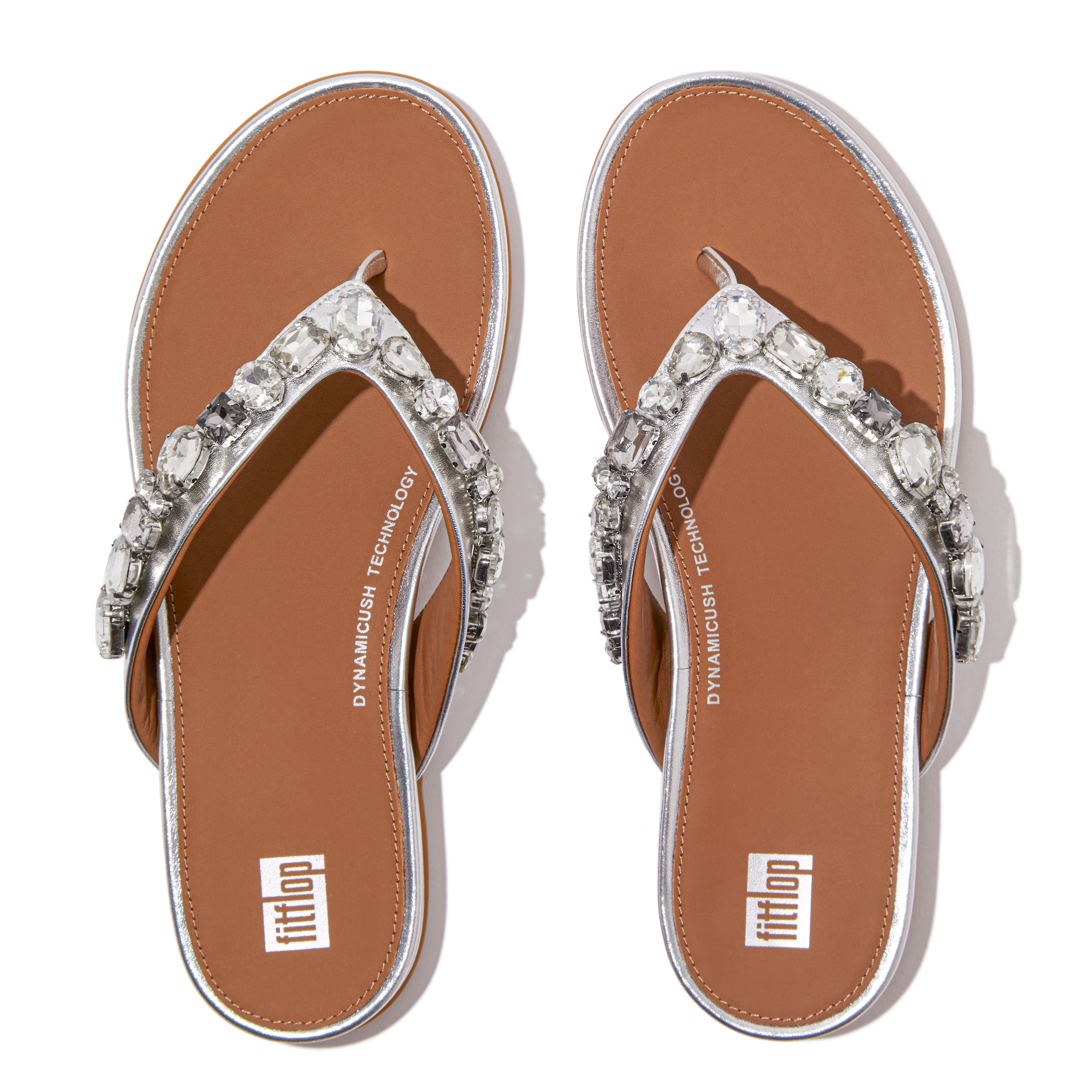 FITFLOP Gracie Jewel-Deluxe Metallic-Leather Flip-Flops in Silver |  eightywingold - Official Brand Partner