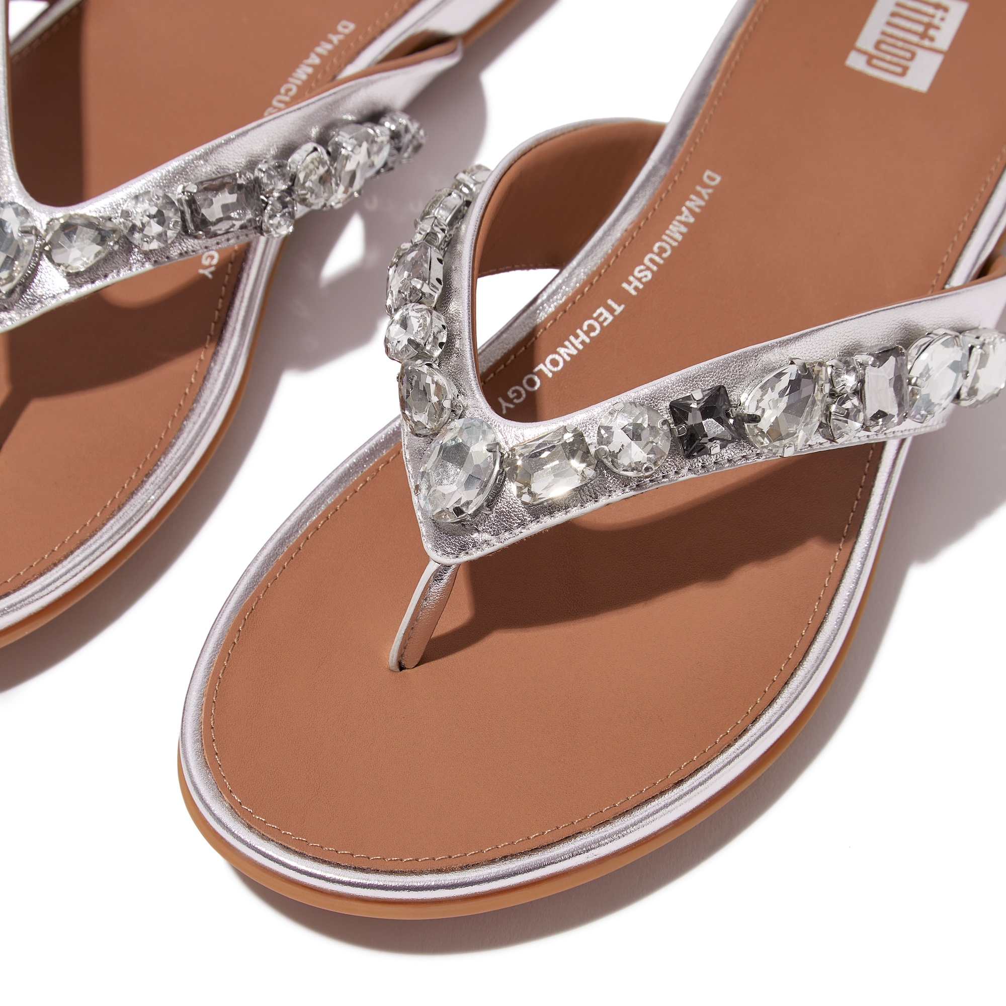 FITFLOP Gracie Jewel-Deluxe Metallic-Leather Flip-Flops in