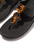 FitFlop IBO 001 All Black sandals with sleek leather upper, cushioned toe post, and Microwobbleboard™ midsole – stylish comfort for Canadian women.
