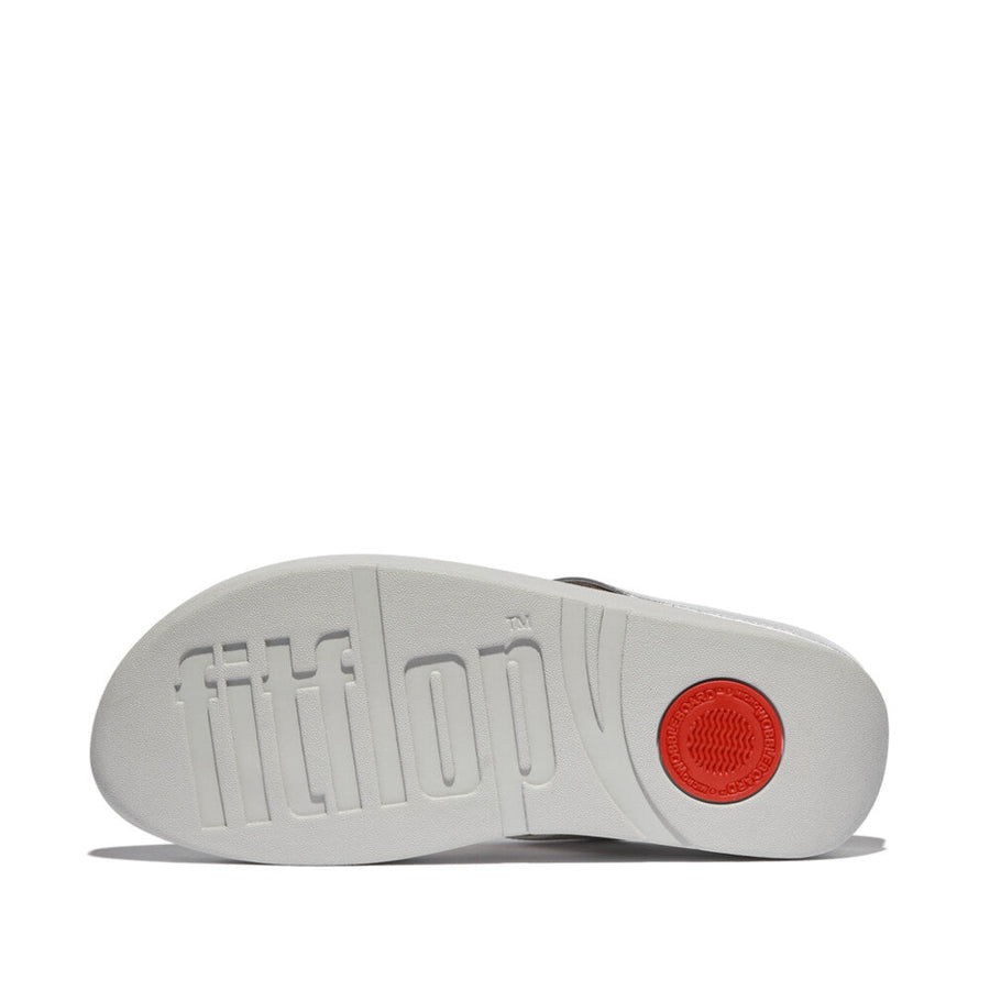 FitFlop IBO 011 Silver women's ergonomic sandals with smooth leather, marbled-resin hoops, and Microwobbleboard cushioning – available in Canada.