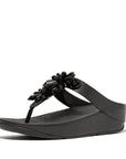FitFlop IE6 001 Black sandals for women – shimmering starburst crystals, faux-leather wrap, APMA-approved support, and all-night comfort.