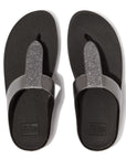 FitFlop IK5 054 Pewter women's sandals with pearlized faux-leather, fine glitter detailing, and Microwobbleboard™ cushioning – available in Canada.