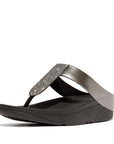 Shop FitFlop IK5 054 Pewter sandals in Canada – elegant glitter-accented faux-leather, ergonomic support, and APMA-approved comfort.