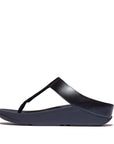 Shop FitFlop IK5 399 Midnight Blue sandals in Canada – slinky faux-leather design with fine glitter and cushioned Microwobbleboard™ midsoles.