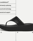 FINO Beadie-Button Metallic Toe-Post Sandals in Metallic Black