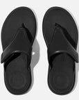 FITFLOP All Black padded faux leather sandals with ergonomic triple density sole in Canada