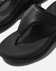 FITFLOP All Black minimalist toe post sandals with adjustable strap and support in Canada