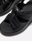 F-MODE Knot Soft-Leather Flatform Back-Strap Sandals in Black IX9-090 | Shop from eightywingold an official brand partner for Fitflop Canada and US.