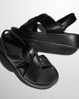 F-MODE Knot Soft-Leather Flatform Back-Strap Sandals in Black IX9-090 | Shop from eightywingold an official brand partner for Fitflop Canada and US.