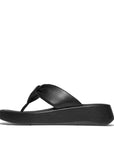 FITFLOP All Black knotted leather strap flatform sandals with Microwobbleboard comfort in Canada