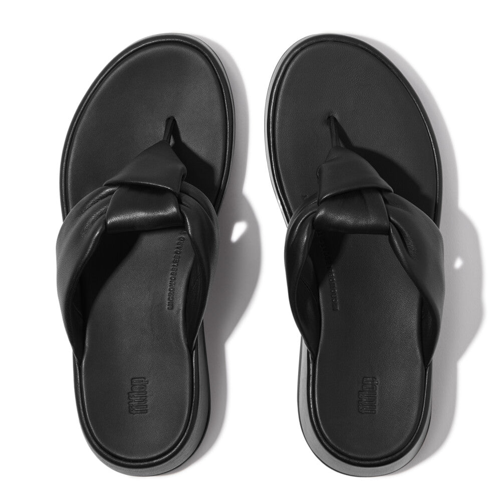 FITFLOP elevated slip on sandals in All Black with sculptural straps and cushioned soles in Canada