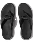 FITFLOP elevated slip on sandals in All Black with sculptural straps and cushioned soles in Canada