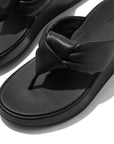 FITFLOP All Black luxe leather flatform sandals with natural arch support in Canada