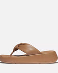 FITFLOP Classic Tan knotted leather strap flatform sandals with Microwobbleboard comfort in Canada
