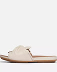 Paris Beige FITFLOP leather bow slides in Canada with Dynamicush cushioning and contoured footbed