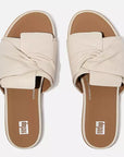 Top view of Paris Beige FITFLOP slip-on sandals in Canada with soft nappa leather and arch-supportive sole