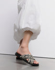 FITFLOP crossover raffia look sandals in Black Ivory Mix with all day comfort in Canada