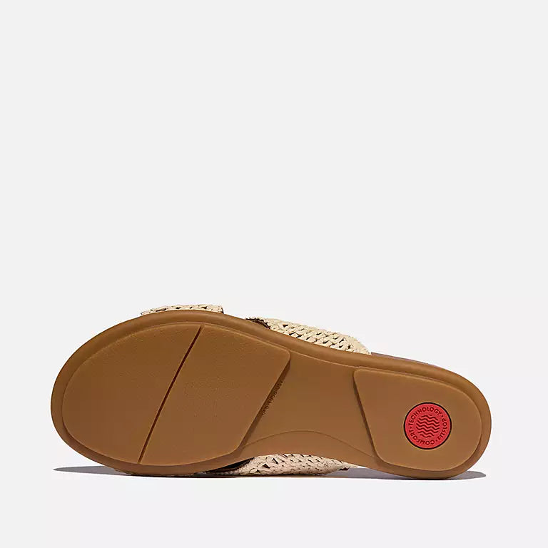 FITFLOP artisanal raffia look sandals with soft lining and flat sole comfort in Canada