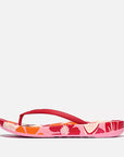 Redberry Mix FITFLOP iQushion flip-flops in Canada with vibrant floral print and ergonomic midsoles