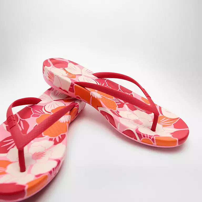 FITFLOP iQushion beach sandals in Canada in Redberry Mix with waterproof construction and vibrant design