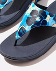 FITFLOP Lulu toe-post sandals in Canada in Midnight Navy Mix with vibrant floral-print leather uppers