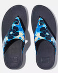 Top view of FITFLOP Midnight Navy Mix sandals in Canada featuring flower-powered leather and arch support