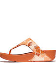 Side View Peachy Mix FITFLOP Lulu sandals in Canada with floral leather uppers and Microwobbleboard™ midsoles