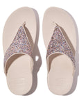 Top view of FITFLOP glitter sandals in Nude Rose Mix in Canada with arch support and microfibre lining