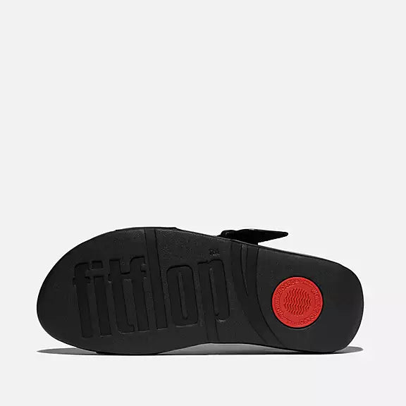 Sole View FITFLOP All Black sandals in Canada featuring tortoiseshell buckle and ergonomic triple-density midsole