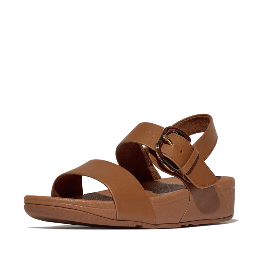Deep Tan FITFLOP leather back-strap sandals in Canada with two-bar design and Microwobbleboard comfort