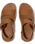 Top-down image of Deep Tan FITFLOP back-strap sandals in Canada with triple-density midsole technology