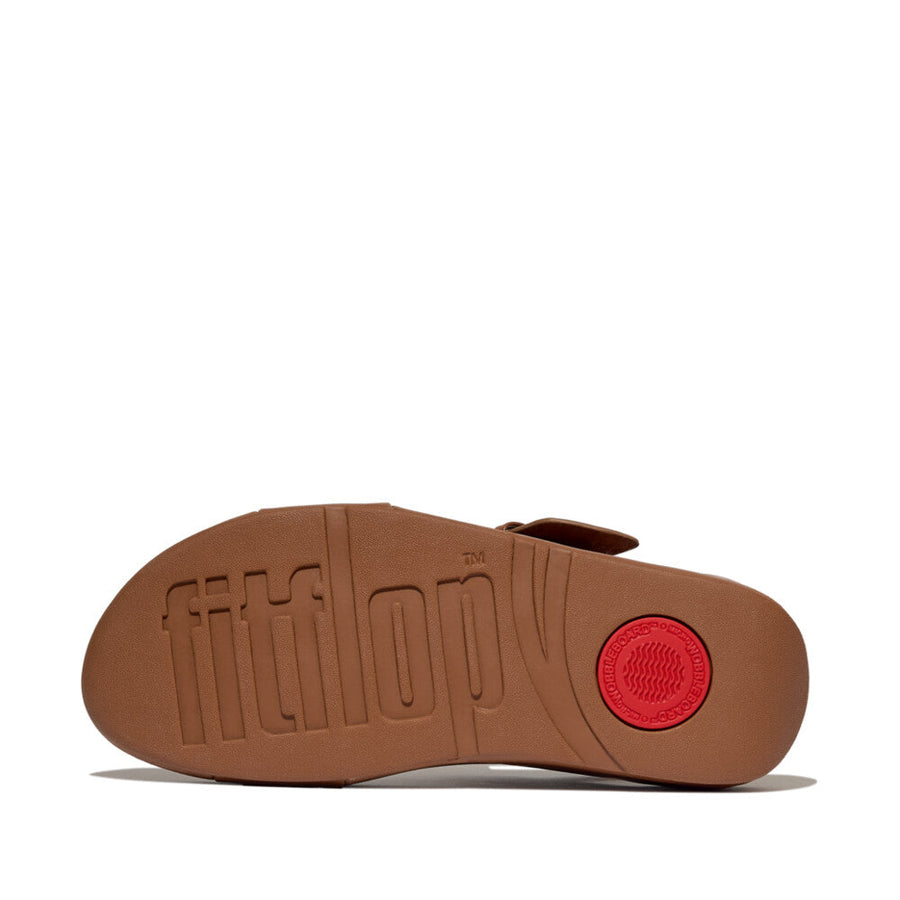 Comfortable and stylish FITFLOP Deep Tan sandals in Canada with adjustable buckle and slip-resistant sole