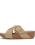 Lulu Resin-Buckle Leather Cross Slides
