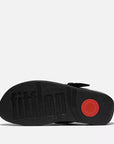 Sole View FITFLOP Lulu sandals in Black in Canada with soft leather toe-post and antique-gold resin buckle detail